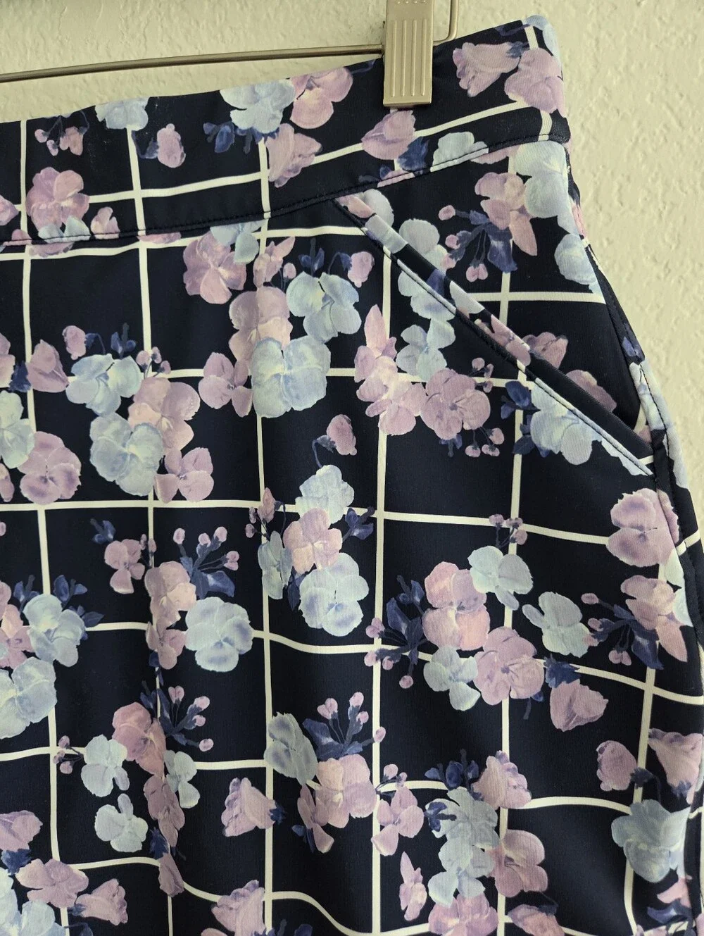 Peter Millar Alice Petal Hem Floral Golf Skirt Skort Medium Navy Pink UPF 50